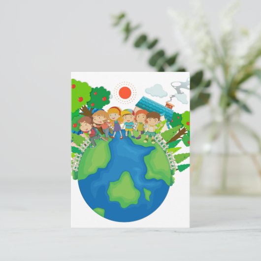 Kinderen over de hele wereld briefkaart (Staand voorkant)