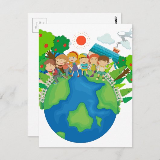 Kinderen over de hele wereld briefkaart (Voorkant / Achterkant)
