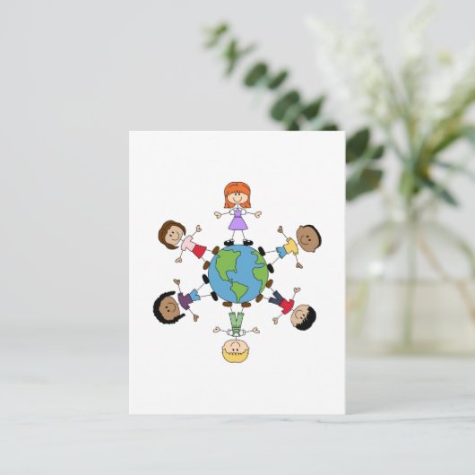 Kinderen over de hele wereld briefkaart (Staand voorkant)