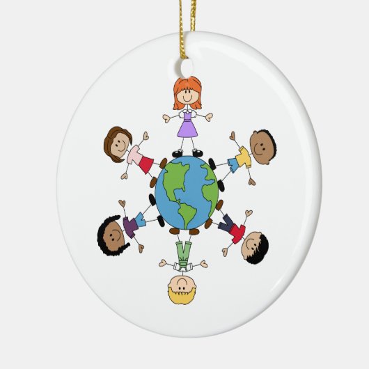 Kinderen over de hele wereld keramisch ornament (Links)