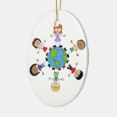 Kinderen over de hele wereld keramisch ornament (Links)