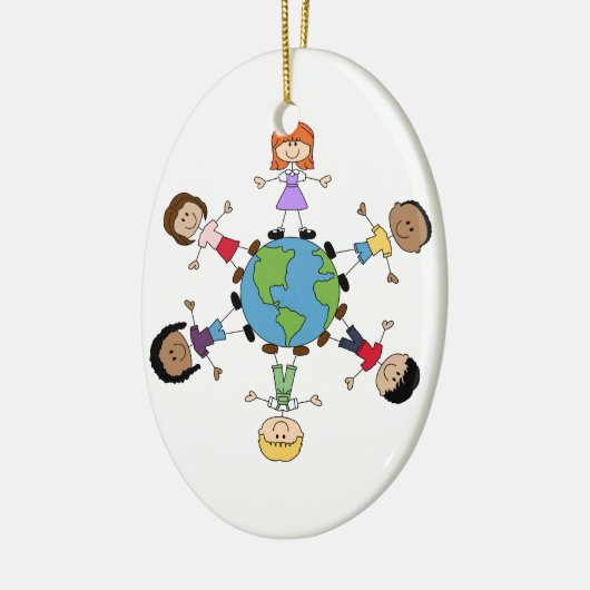 Kinderen over de hele wereld keramisch ornament (Links)