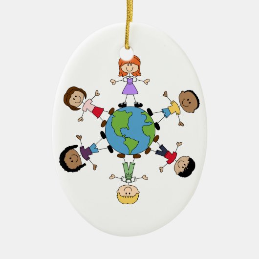 Kinderen over de hele wereld keramisch ornament (Voorkant)