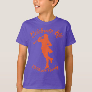 Kinderen Paars T-Shirt met Oranje Silhouette