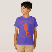 Kinderen Paars T-Shirt met Oranje Silhouette (Voorkant volledig)