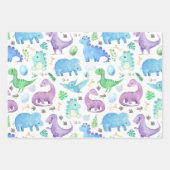 Kinderen Paarse blauwe dinosauriërs Inpakpapier Vel (Voorkant)