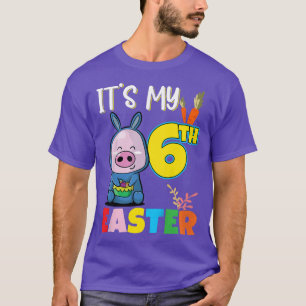 Kinderen Paaseieren zoeken 6e verjaardag Cute Paas T-shirt