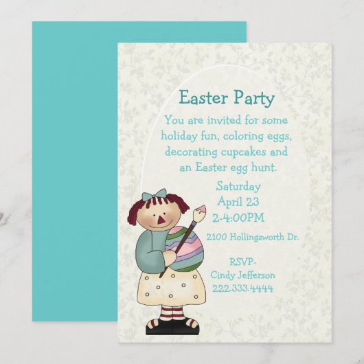 Kinderen Paasfeest uitnodiging (Voorkant / Achterkant)