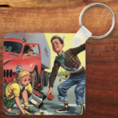  kinderen, padvinders veiligheidspatrouille voor m sleutelhanger (Achterkant)