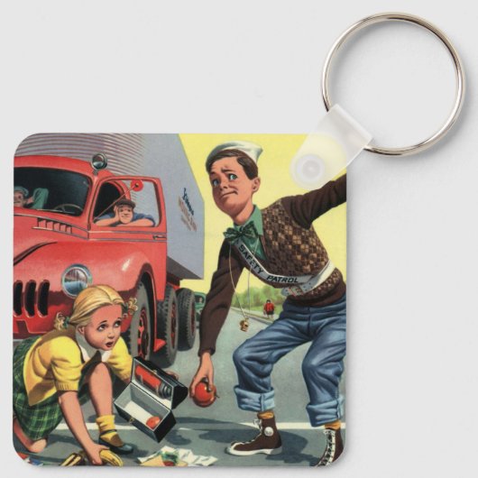  kinderen, padvinders veiligheidspatrouille voor m sleutelhanger (Achterkant)