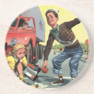 kinderen, padvinders veiligheidspatrouille voor m zandsteen onderzetter