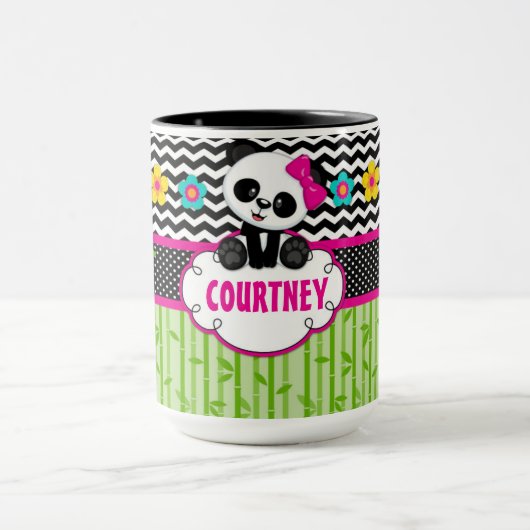 Kinderen Panda Beer Monogram Persoonlijke naam Mok (Midden)