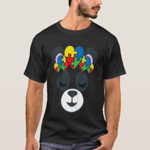 Kinderen Panda Gezicht Autisme Bewustzijn Cute Puz T-shirt