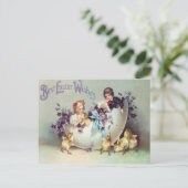 Kinderen Pasen Chick Ei Violets Feestdagenkaart (Staand voorkant)
