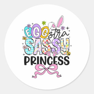 Kinderen Pasen Dag Extra Sy Prinses Meisje Konijn Ronde Sticker