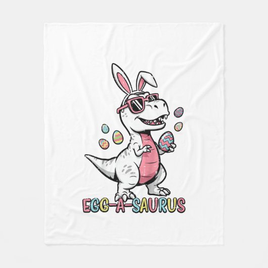 Kinderen Pasen Dino Konijn Ei A Saurus Trex Konijn Fleece Deken (Voorkant)