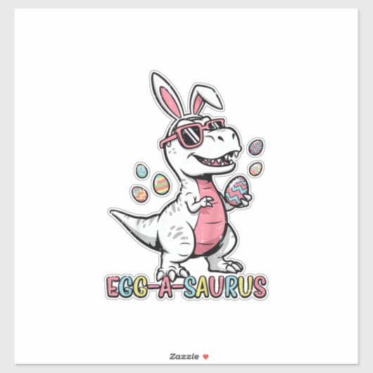 Kinderen Pasen Dino Konijn Ei A Saurus Trex Konijn Sticker (Vel)