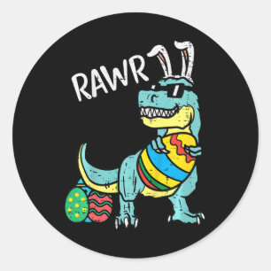 Kinderen Pasen Trex Bunny Rawr Peuter Jongens Pase Ronde Sticker