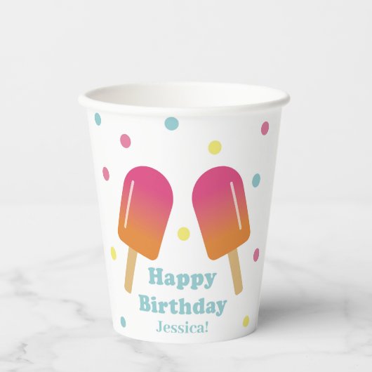 Kinderen Pastel Ice Pop Paper Cups Papieren Bekers (Voorkant)