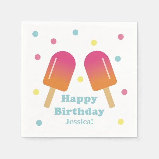 Kinderen Pastel Ice Pop servet (Voorkant)