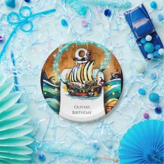 Kinderen Pastel Ship Adventure Pirate Verjaardag Papieren Bordje (Feest)