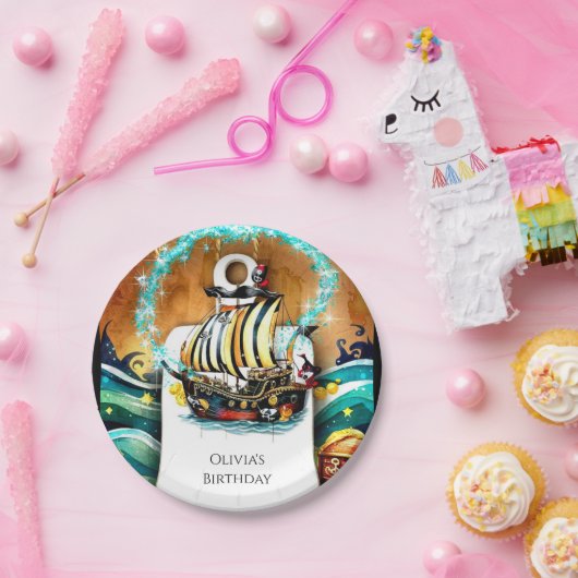 Kinderen Pastel Ship Adventure Pirate Verjaardag Papieren Bordje (Feest)