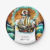 Kinderen Pastel Ship Adventure Pirate Verjaardag Papieren Bordje (Voorkant)