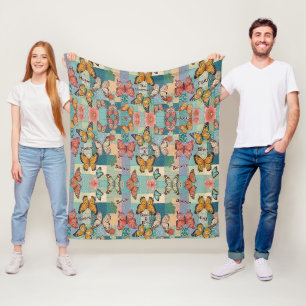 Kinderen Pastel Vlinders & Bloemenpatroon Fleece Deken