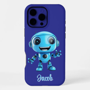 Kinderen Personaliseer Blauwe Robot  iPhone 16 Pro Max Hoesje