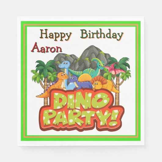 Kinderen personaliseren Dino-verjaardag servetten (Voorkant)
