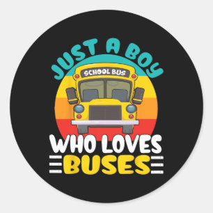 Kinderen Peuters Schoolbus Kostuum Gewoon Een Jong Ronde Sticker