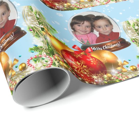 Kinderen PHOTO Snow Wereldbol kerstcadeau Cadeaupapier (Rol Hoek)