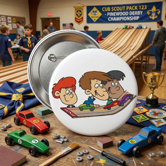 Kinderen Pinewood Derby Autorace Ronde Button 7,6 Cm