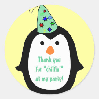 Kinderen Pinguïn Dragen Party Pet Verjaardagsgunst Ronde Sticker