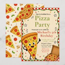 Kinderen Pizza Feestje 5e Verjaardagsfeest Kaart