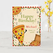 Kinderen Pizza Verjaardagskaart Kaart (Gele Bloem)