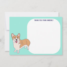 Kinderen Plat Paneel Corgi Dank Je Wel Bedankkaart