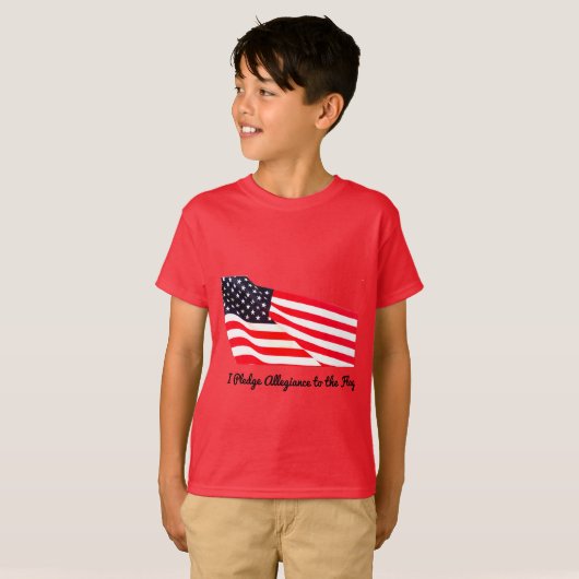 Kinderen Pledge Allegiance Flag Hanes T-Shirt (Voorkant volledig)