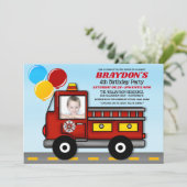 Kinderen Plezierige Cartoon Brandweerman Verjaarda Kaart (Staand voorkant)