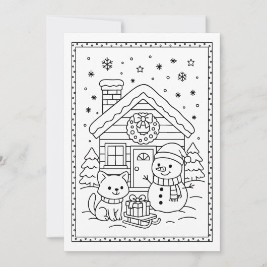 Kinderen Plezierige Kerstman Kleurkaart Plat Notit Feestdagenkaart (Voorkant)