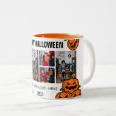 Kinderen pompoen jack-o-lantaarn Halloween Fotocol Tweekleurige Koffiemok (Voorkant rechts)