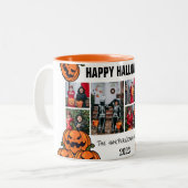 Kinderen pompoen jack-o-lantaarn Halloween Fotocol Tweekleurige Koffiemok (Voorkant links)