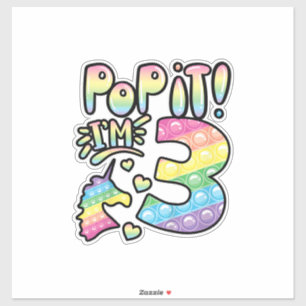 Kinderen Pop It 3e verjaardag Meisjes 3 jaar oud F Sticker