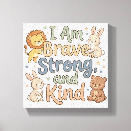 Kinderen Positieve Bevestiging Dapper Sterk Aardig Canvas Afdruk (Voorkant)