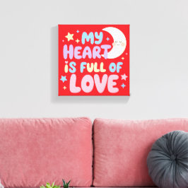 Kinderen Positieve Bevestiging Mijn Hart Vol Liefd Canvas Afdruk