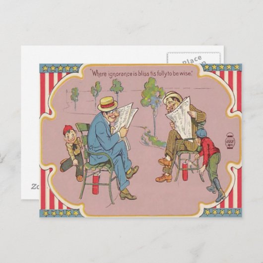 Kinderen Prank Mannen Vuurwerk Firecracker Briefkaart (Voorkant / Achterkant)