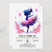 Kinderen Printable Ballerina Verjaardag Kaart (Voorkant / Achterkant)