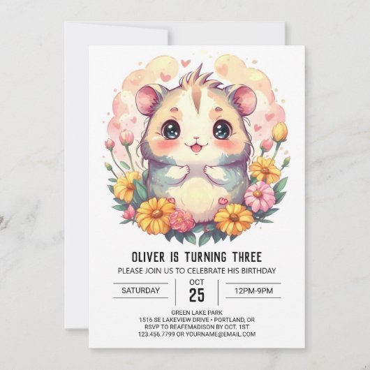 Kinderen Printable Hamster Verjaardag Kaart (Voorkant)