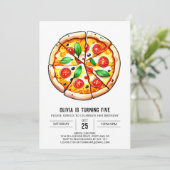Kinderen Printable Pizza Verjaardag Kaart (Staand voorkant)