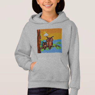 KINDEREN PULLOVER HOODIE - CARTOON GEHORNDE OWLS